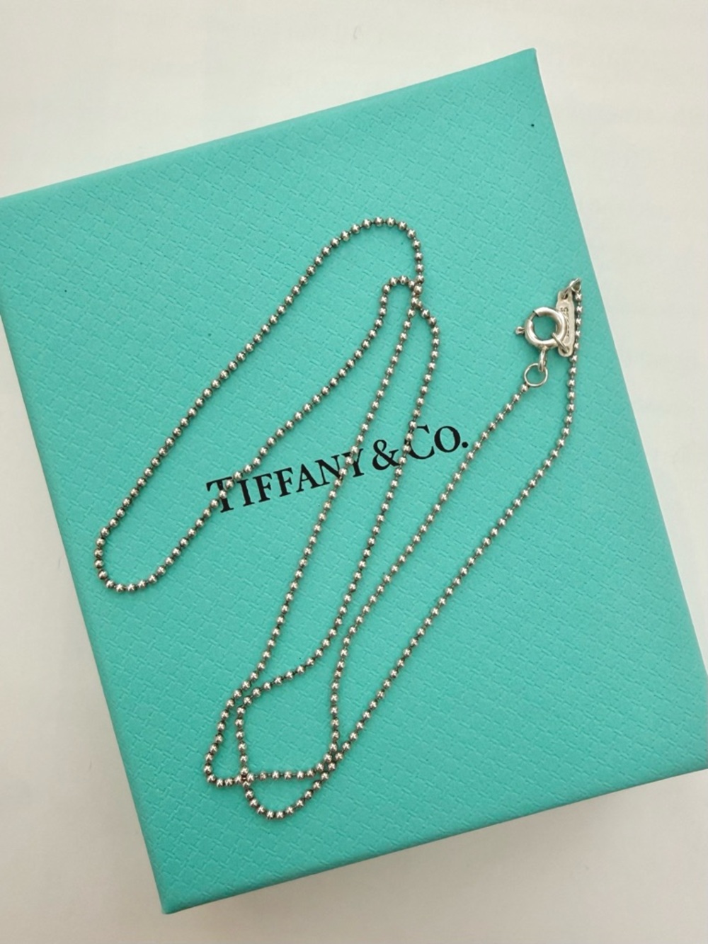 Tiffany & Co. 925 Sterling Silver Beaded Ball Chain Necklace 18”